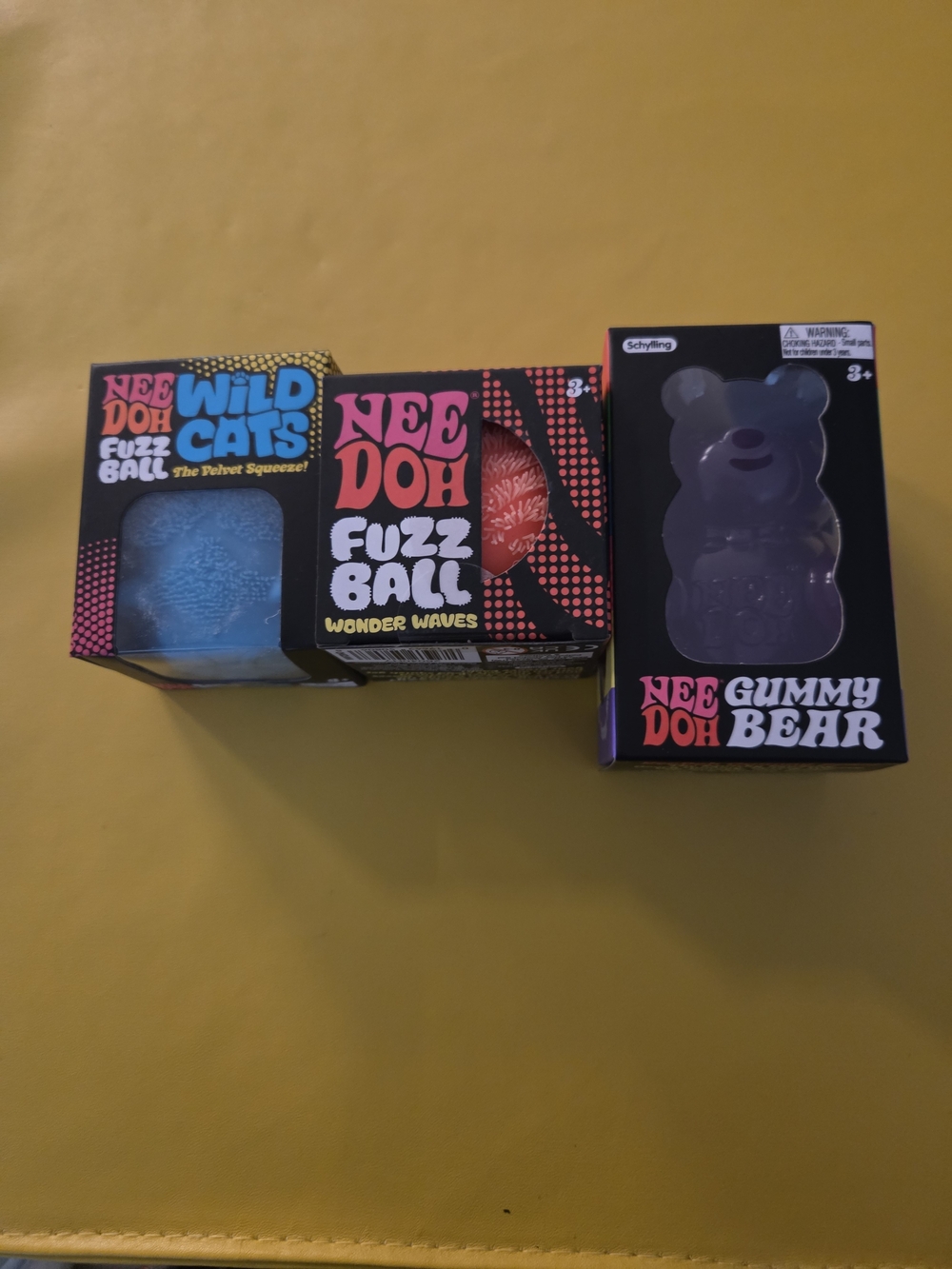 Lot Of 3 Needoh Bundle Fuzz Ball Wild Cats Wonder Waves Gummy Bear Schylling